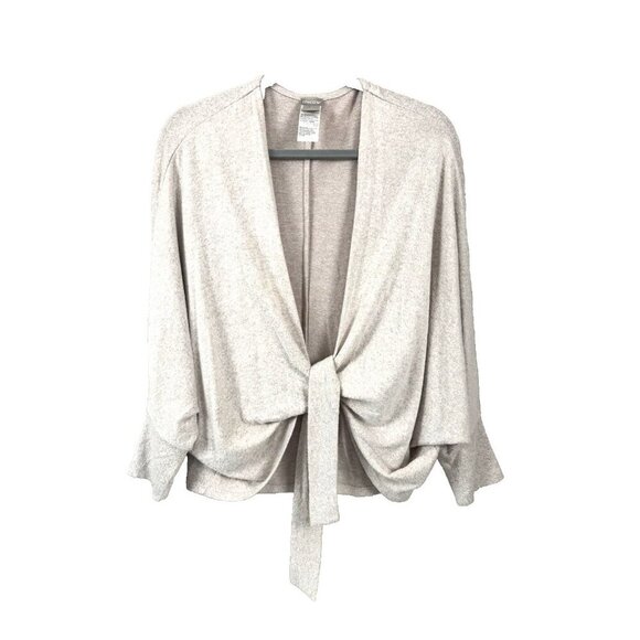 Chicos SZ 1 M 8 Cozy Front Tie dolman batwing sleeve draped Cardigan Blush Pink - Picture 6 of 12